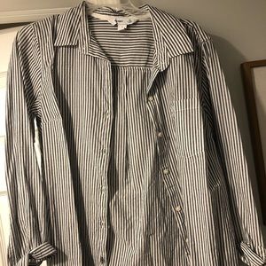 Striped navy and white blouse